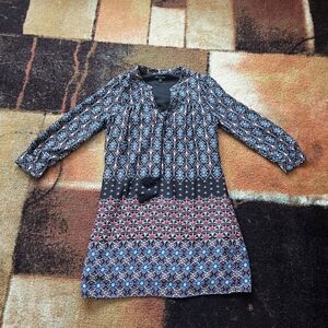 As U Wish Black and Blue Patterned Dress